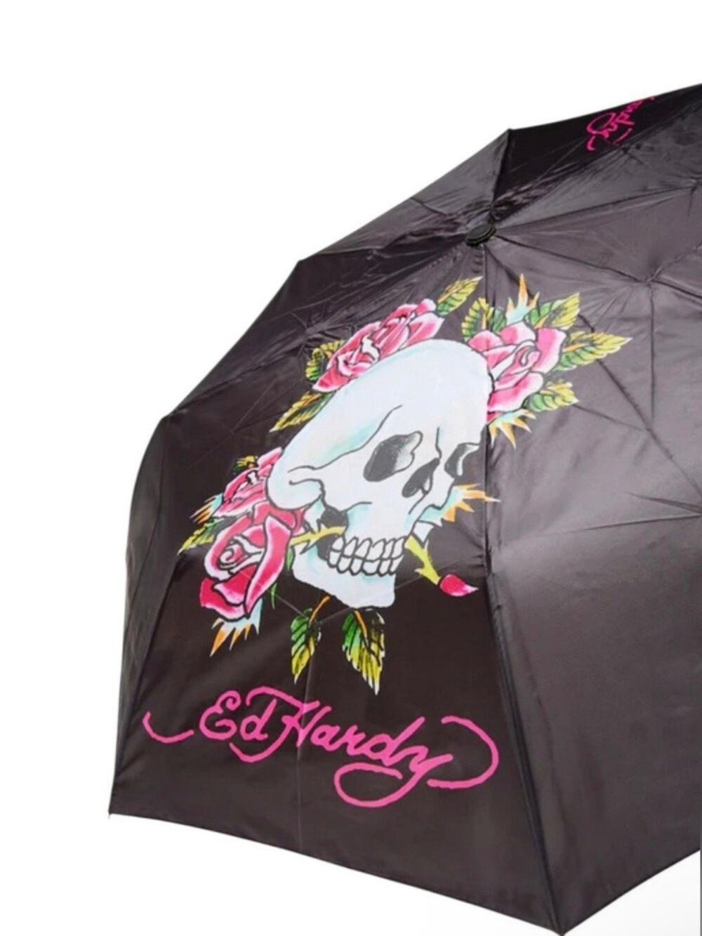 Ed Hardy Skull & Rose Design Compact Umbrella NWT